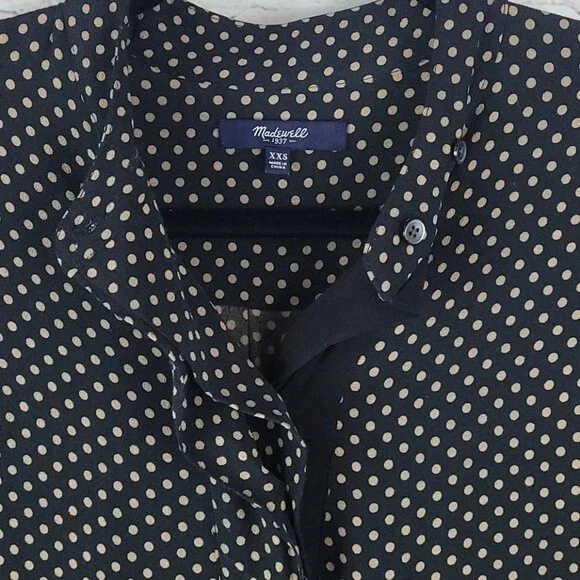 Madewell Polkadot Print Long Sleeve Dress Sz XXS - Picture 7 of 10